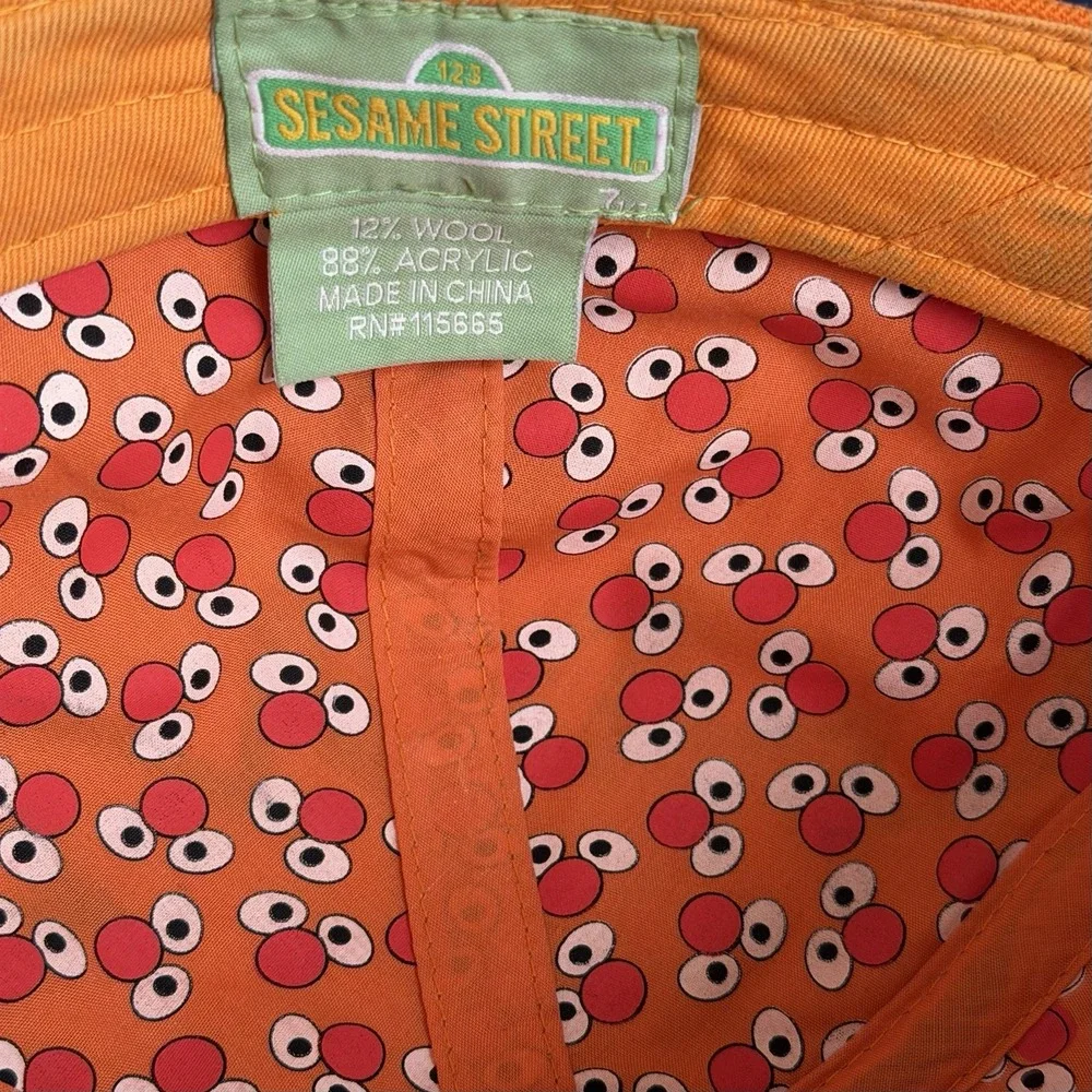 Vintage Sesame‎ Street Ernie Hat Fitted Size 7 1/2 Orange Embroidered Wool Blend